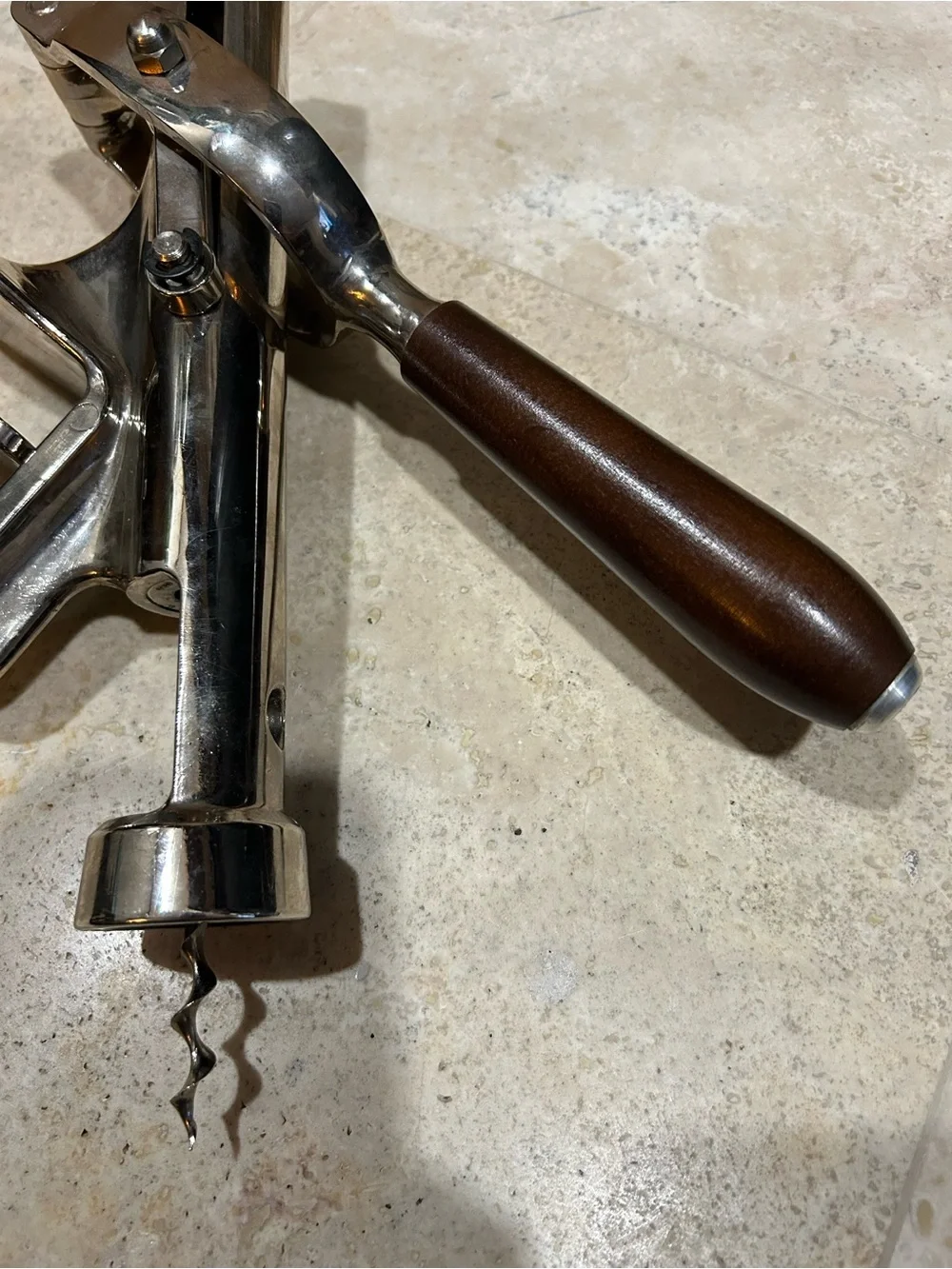 Vintage RAPID Swiss Tabletop Corkscrew Wine Opener with Wooden Handle